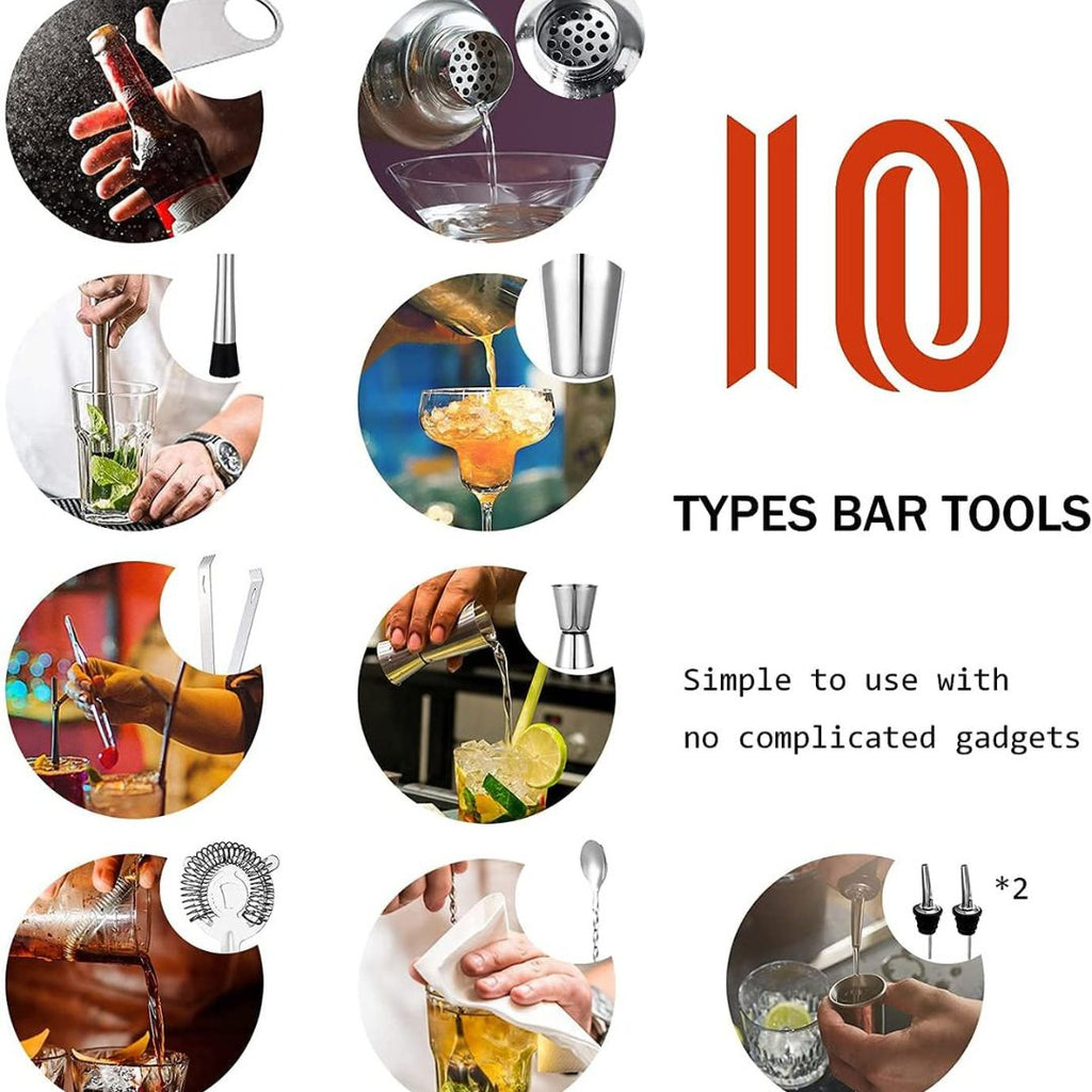 Bar Box Cocktail & Barware Tool Sets 11 Pcs Bartending kit Cocktail Shaker Set made from food grade stainless steel bartender kit Bar Set