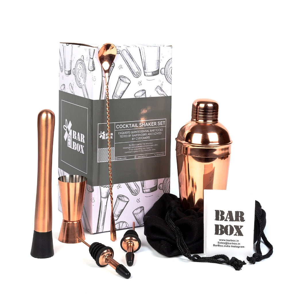 Bar Box 6-Piece Premium Bar Tools Kit in Velvet Bag (Rose Gold)