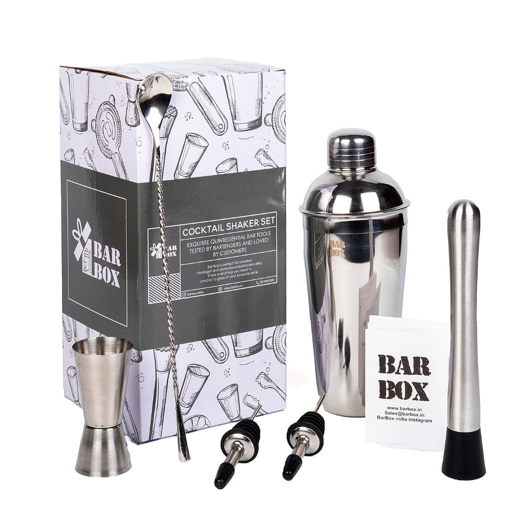Bar Box Cocktail & Barware Tool Sets 7 Pcs Cocktail Shaker Set | Steel Bartender Kit Bar Set