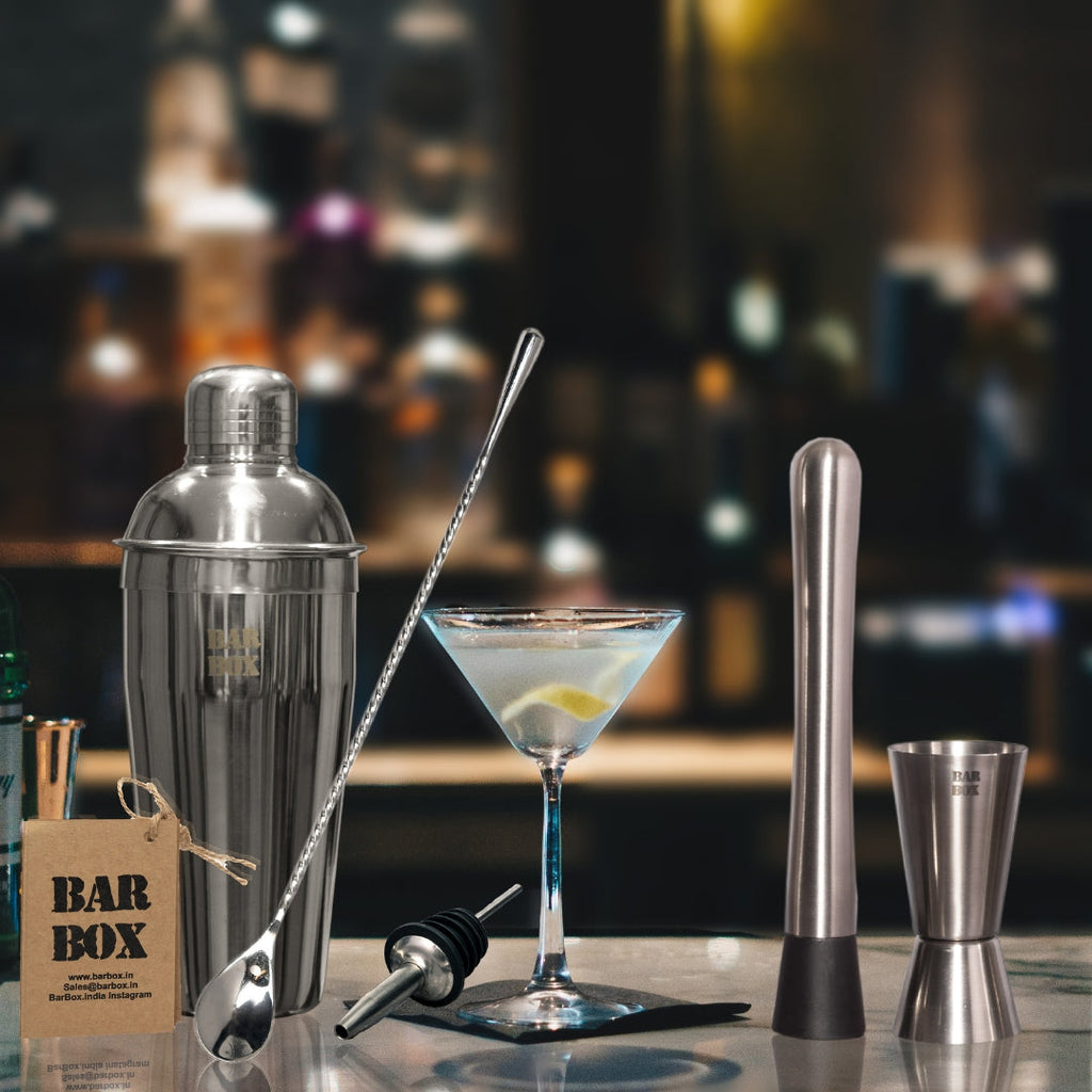 Bar Box Cocktail & Barware Tool Sets 7 Pcs Cocktail Shaker Set | Steel Bartender Kit Bar Set