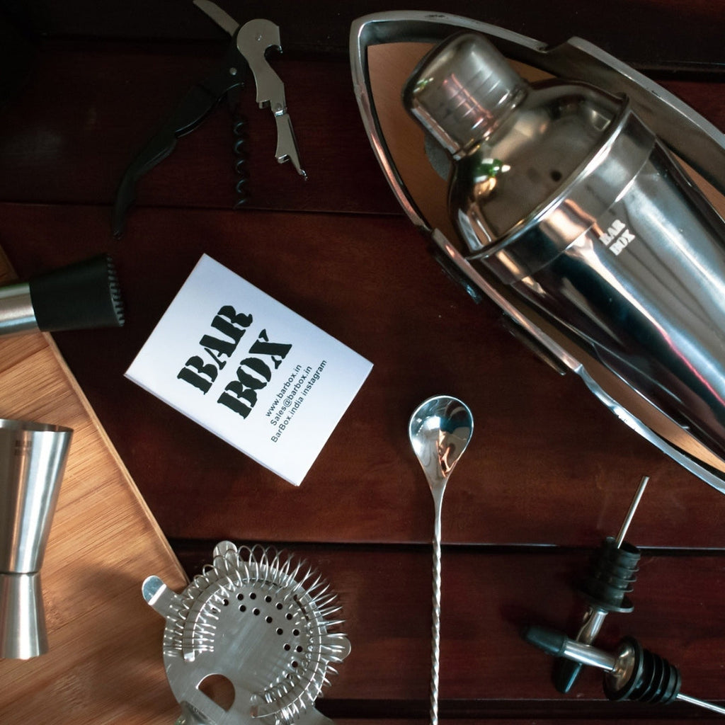 Bar Box 8-Piece Cocktail Shaker Set with Boat Shaped Stand - Bar Tools | Bartender Kit