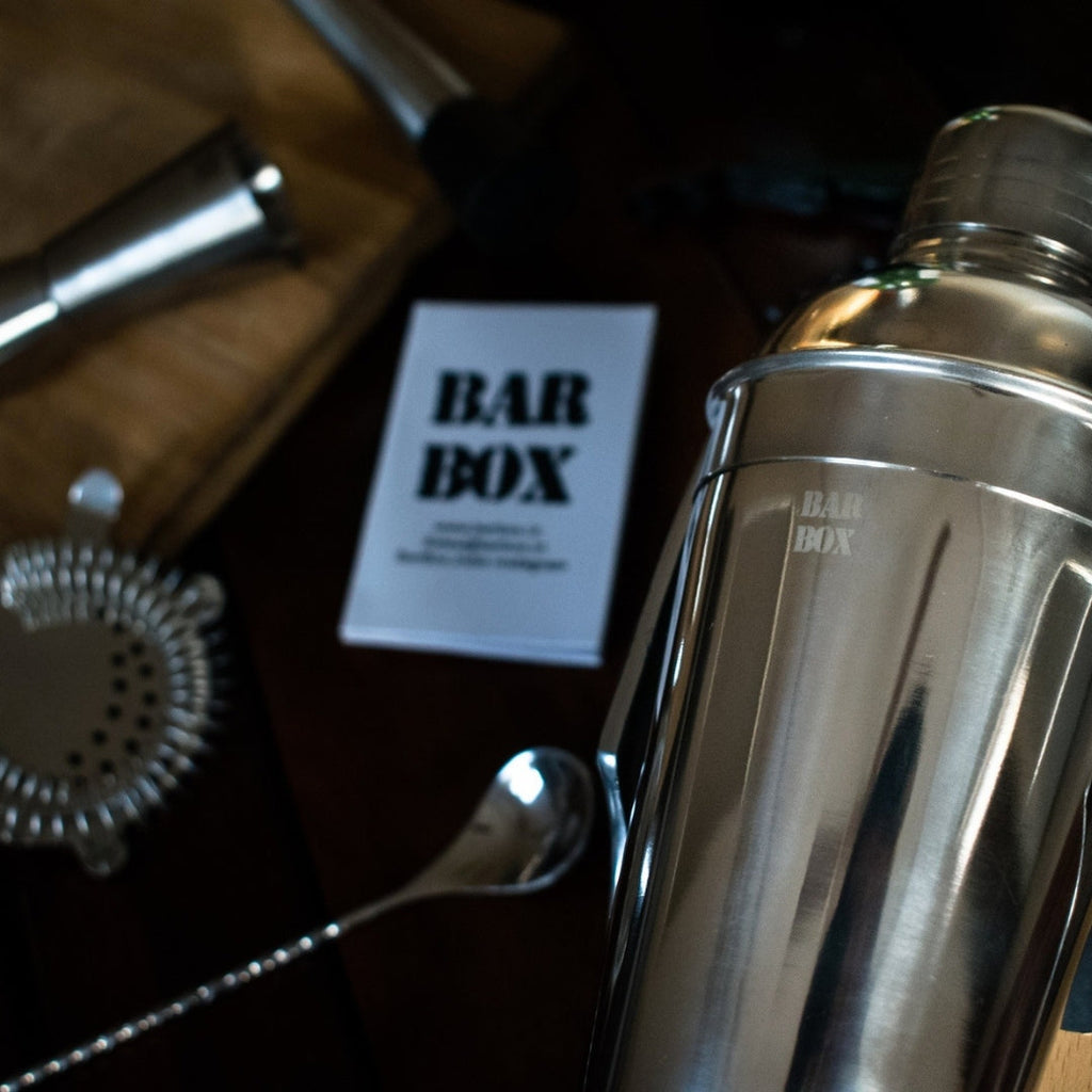 Bar Box 8-Piece Cocktail Shaker Set with Boat Shaped Stand - Bar Tools | Bartender Kit