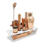 Bar Box Cocktail & Barware Tool Sets Bar Box 14-Piece Bar Tool Set with Stylish Bamboo Stand | Perfect Home Bartending Kit and Martini Cocktail Shaker Set for an Awesome Drink Mixing Experience Rose Gold