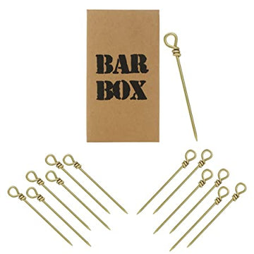 Bar Box Bar Box Gold Cocktail Picks | Reusable Martini Picks - Stainless Steel Toothpicks (Set of 12)