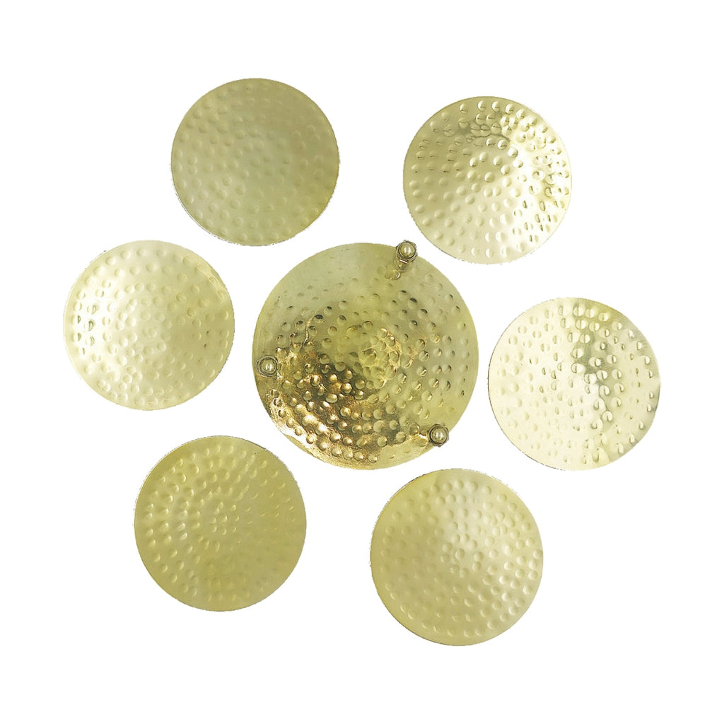 Bar Box Bar Box Gold Plating Hammered Design Coasters with Velvet Base for Drinks and Cups Set of 6 with Stand