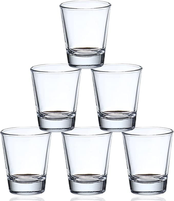 Bar Box Bar Box Shot Glass Set, 100% Clean 100% Wipe Glass Shot Glasses, 1.5 Oz, Set of 6, Clear Shot Glasses