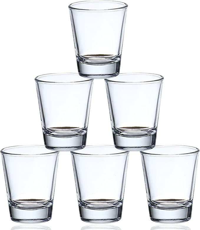 Bar Box Bar Box Shot Glass Set, 100% Clean 100% Wipe Glass Shot Glasses, 1.5 Oz, Set of 6, Clear Shot Glasses
