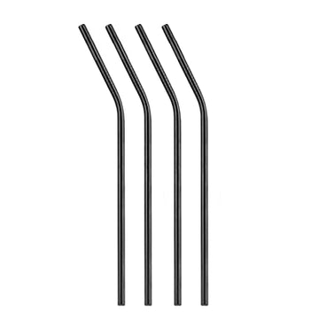 Bar Box Cocktail & Barware Tool Sets Bar Box Stainless Steel Drinking Straws (Set of 4) (Metallic Black)