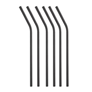 Bar Box Cocktail & Barware Tool Sets Bar Box Stainless Steel Drinking Straws (Set of 6) Black Matte