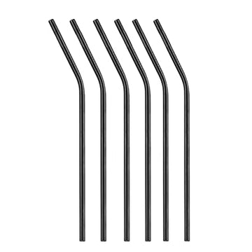 Bar Box Cocktail & Barware Tool Sets Bar Box Stainless Steel Drinking Straws (Set of 6) (Metallic Black)
