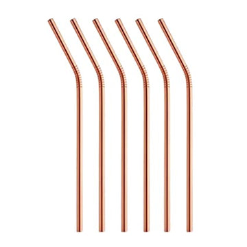 Bar Box Cocktail & Barware Tool Sets Bar Box Stainless Steel Drinking Straws (Set of 6) Rose Gold