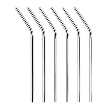Bar Box Cocktail & Barware Tool Sets Bar Box Stainless Steel Drinking Straws (Set of 6) Silver