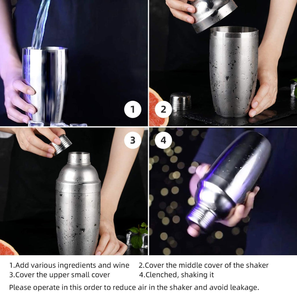 Bar Box Cocktail & Barware Tool Sets BarBox Cocktail Shaker Set with Bottle shaped display stand (Mahogany)