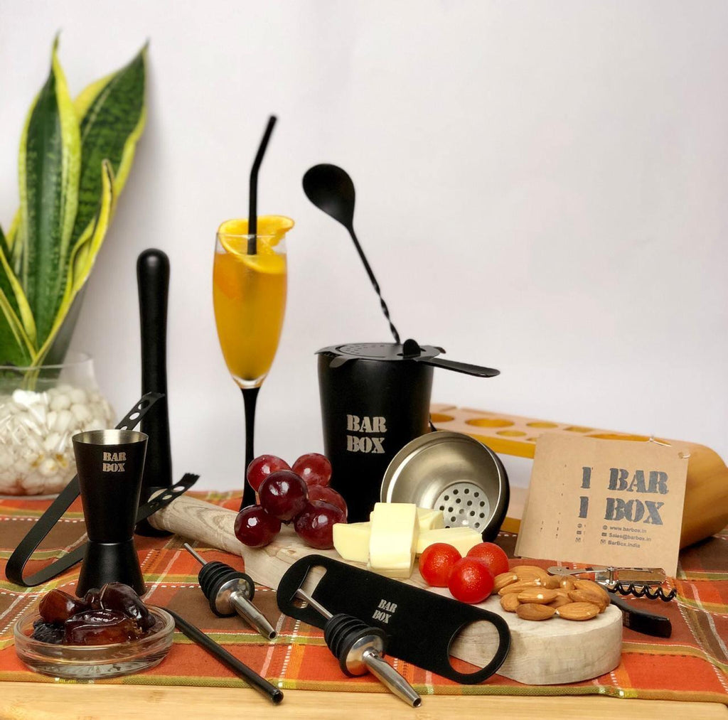 BarBox Cocktail Shaker Set with Table display stand (Black Matte) - Bar Box