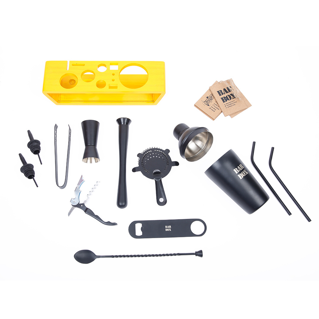 Bar Box Cocktail & Barware Tool Sets BarBox Cocktail Shaker Set with Table display stand (Black Matte)