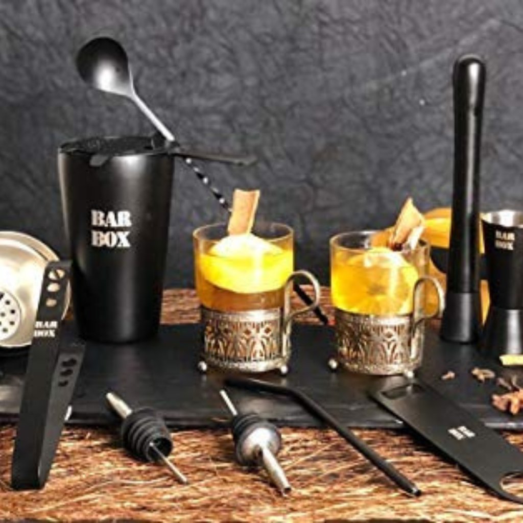 Bar Box Cocktail & Barware Tool Sets BarBox Cocktail Shaker Set with Table display stand (Black Matte)