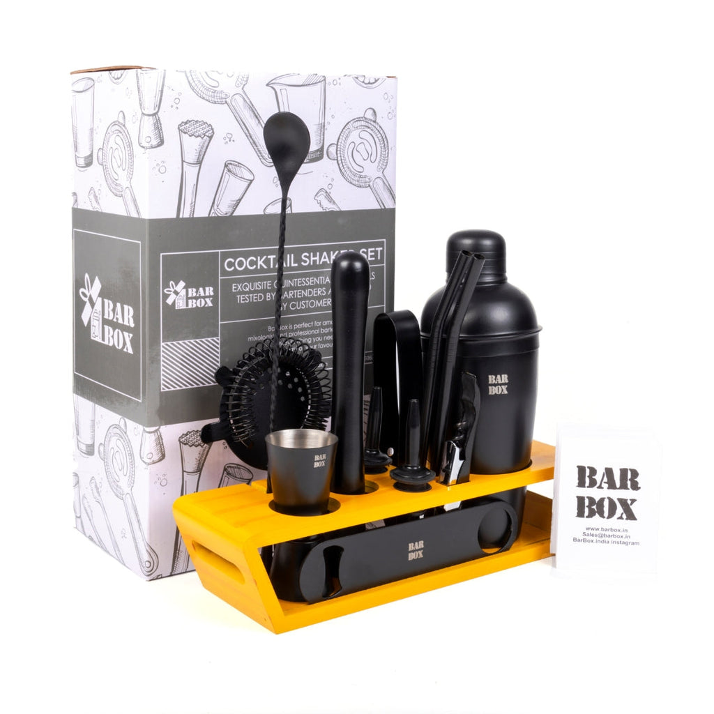 Bar Box Cocktail & Barware Tool Sets BarBox Cocktail Shaker Set with Table display stand (Black Matte)