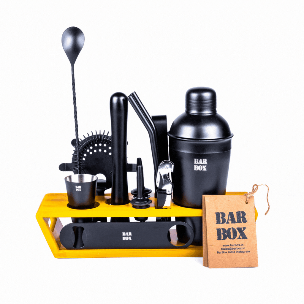 Bar Box Cocktail & Barware Tool Sets BarBox Cocktail Shaker Set with Table display stand (Black Matte)
