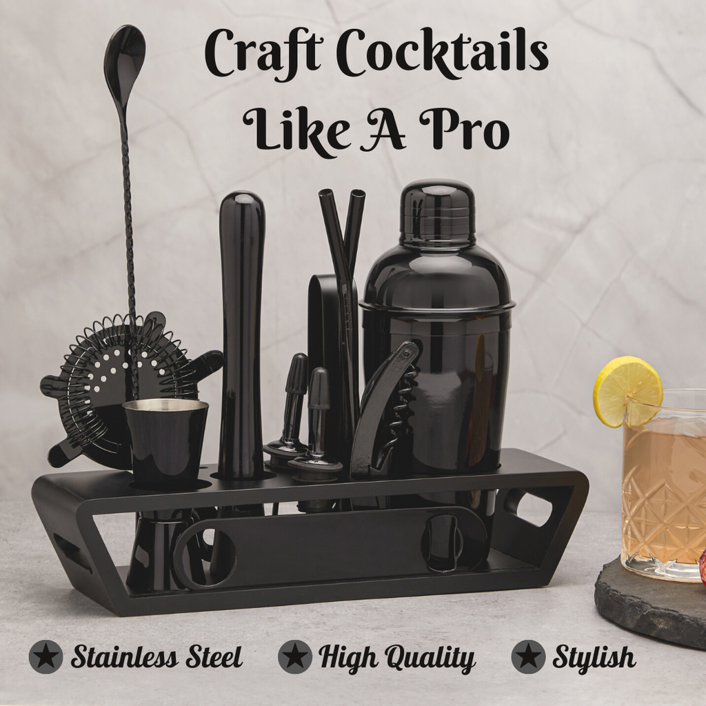 Bar Box Cocktail & Barware Tool Sets BarBox Cocktail Shaker Set with Table display stand (Gun Metal)