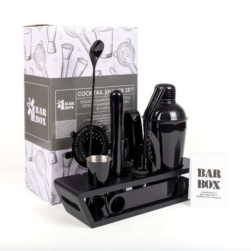 Bar Box Cocktail & Barware Tool Sets BarBox Cocktail Shaker Set with Table display stand (Gun Metal)