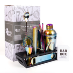 Bar Box Cocktail & Barware Tool Sets BarBox Cocktail Shaker Set with Table display stand (Rainbow)
