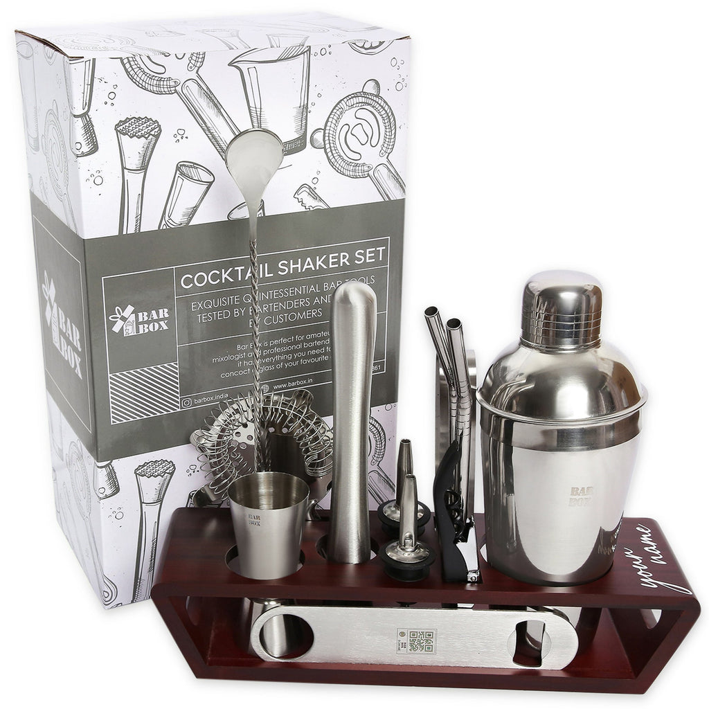 Bar Box Cocktail & Barware Tool Sets BarBox Cocktail Shaker Set with Table display stand (Stainless Steel)