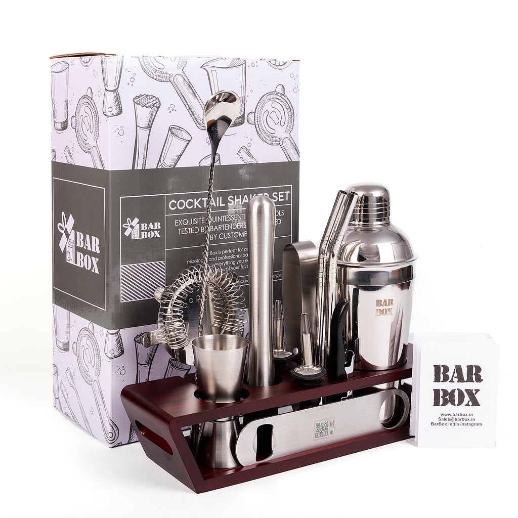 Bar Box Cocktail & Barware Tool Sets BarBox Cocktail Shaker Set with Table display stand (Stainless Steel)