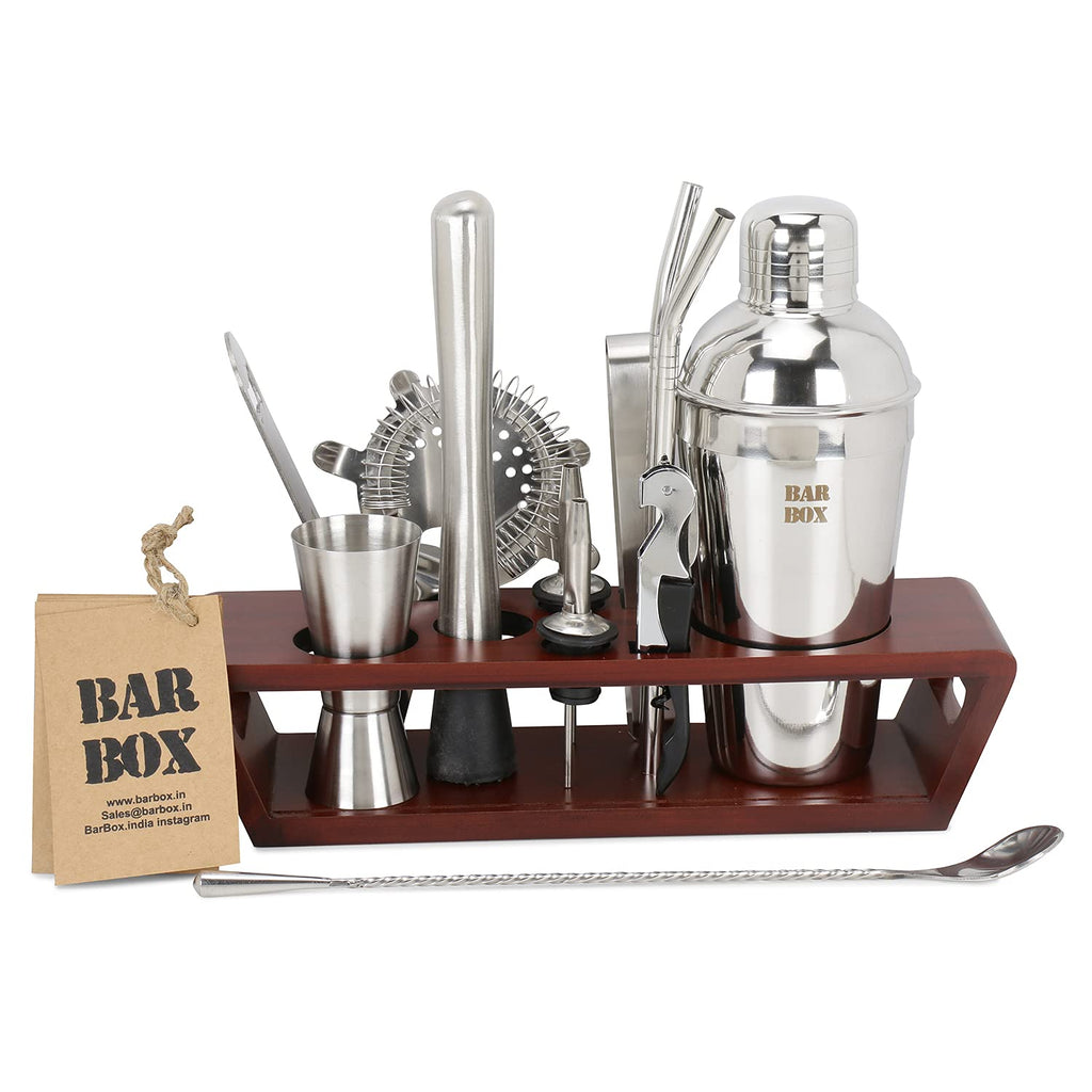 Bar Box Cocktail & Barware Tool Sets BarBox Cocktail Shaker Set with Table display stand (Stainless Steel)