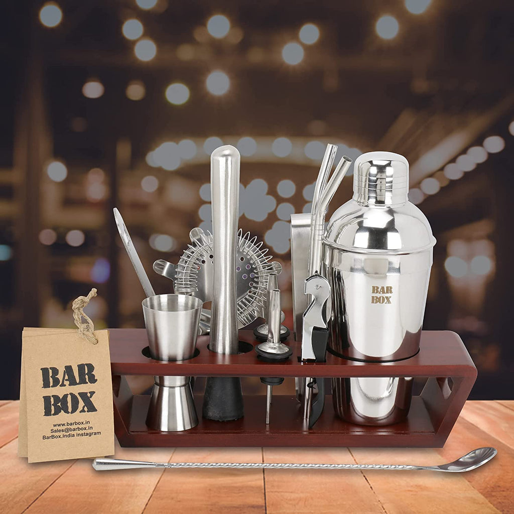 Bar Box Cocktail & Barware Tool Sets BarBox Cocktail Shaker Set with Table display stand (Stainless Steel)