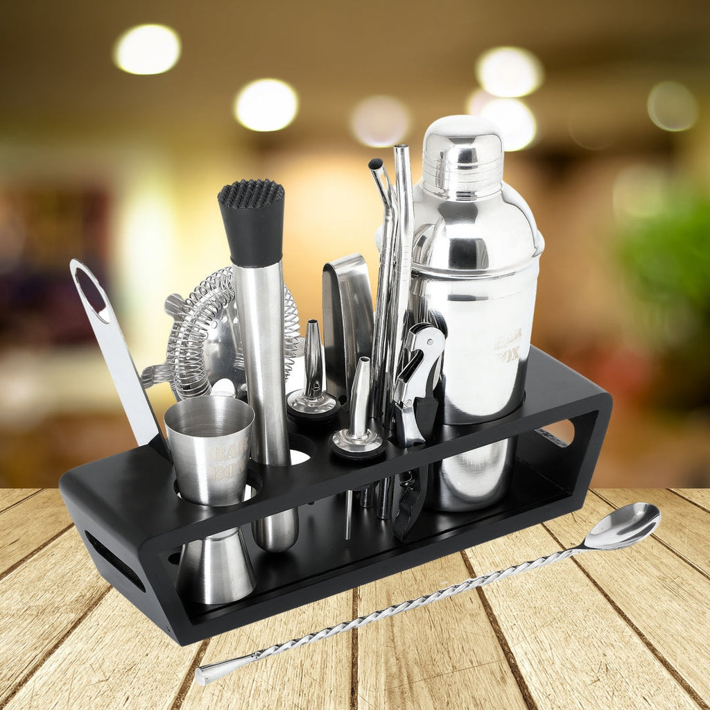 Bar Box Cocktail & Barware Tool Sets BarBox Cocktail Shaker Set with Table display stand (Stainless Steel)