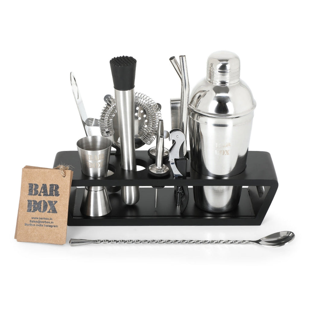 Bar Box Cocktail & Barware Tool Sets BarBox Cocktail Shaker Set with Table display stand (Stainless Steel)