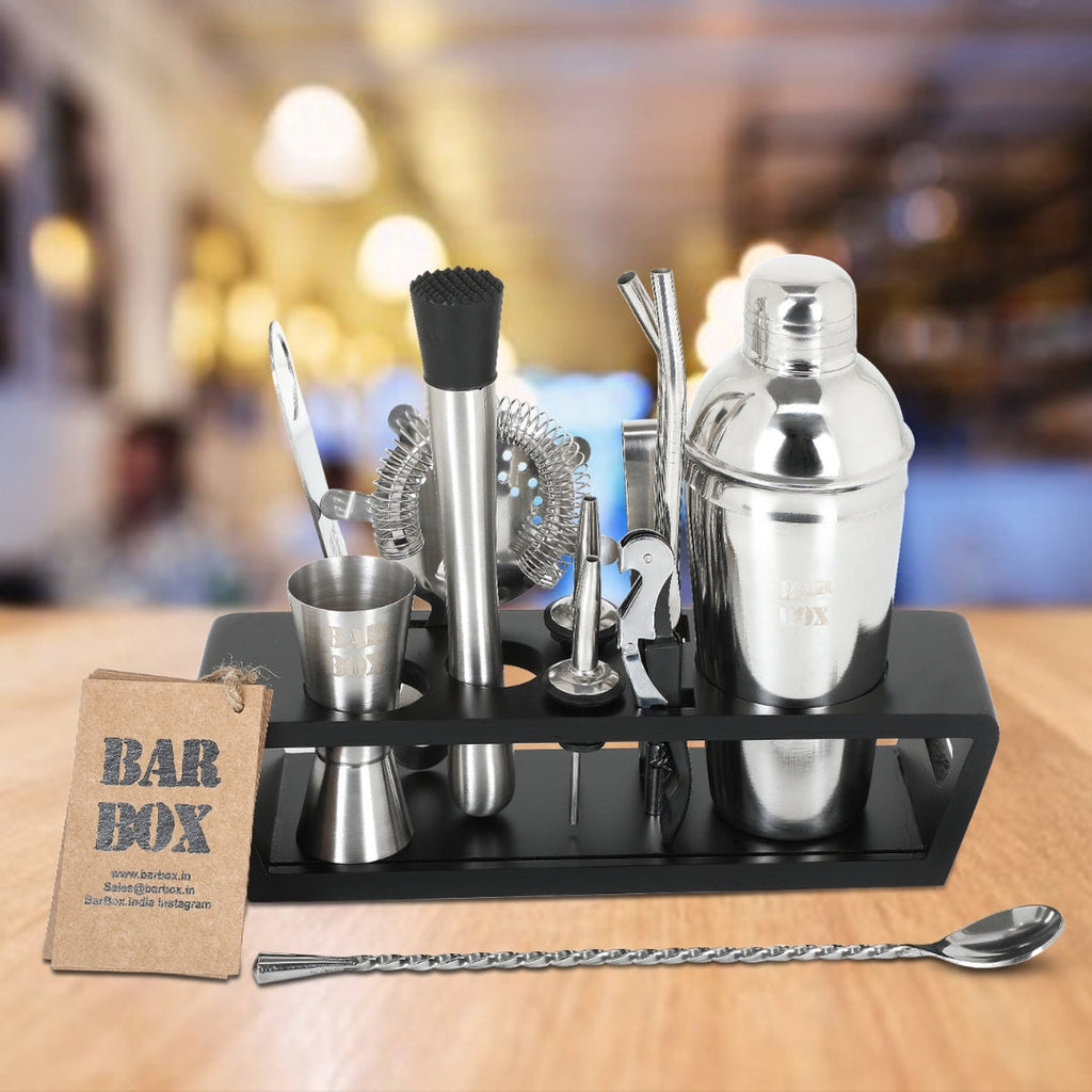 Bar Box Cocktail & Barware Tool Sets BarBox Cocktail Shaker Set with Table display stand (Stainless Steel)