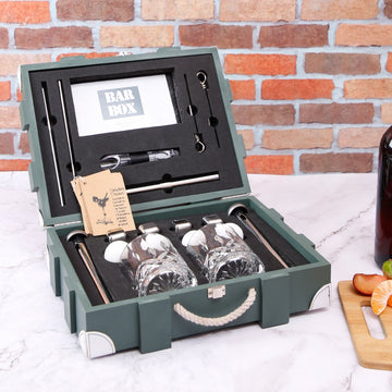 Bar Box BarBox Compact Bartender Kit in Military Green Wooden Crate. (19-piece)