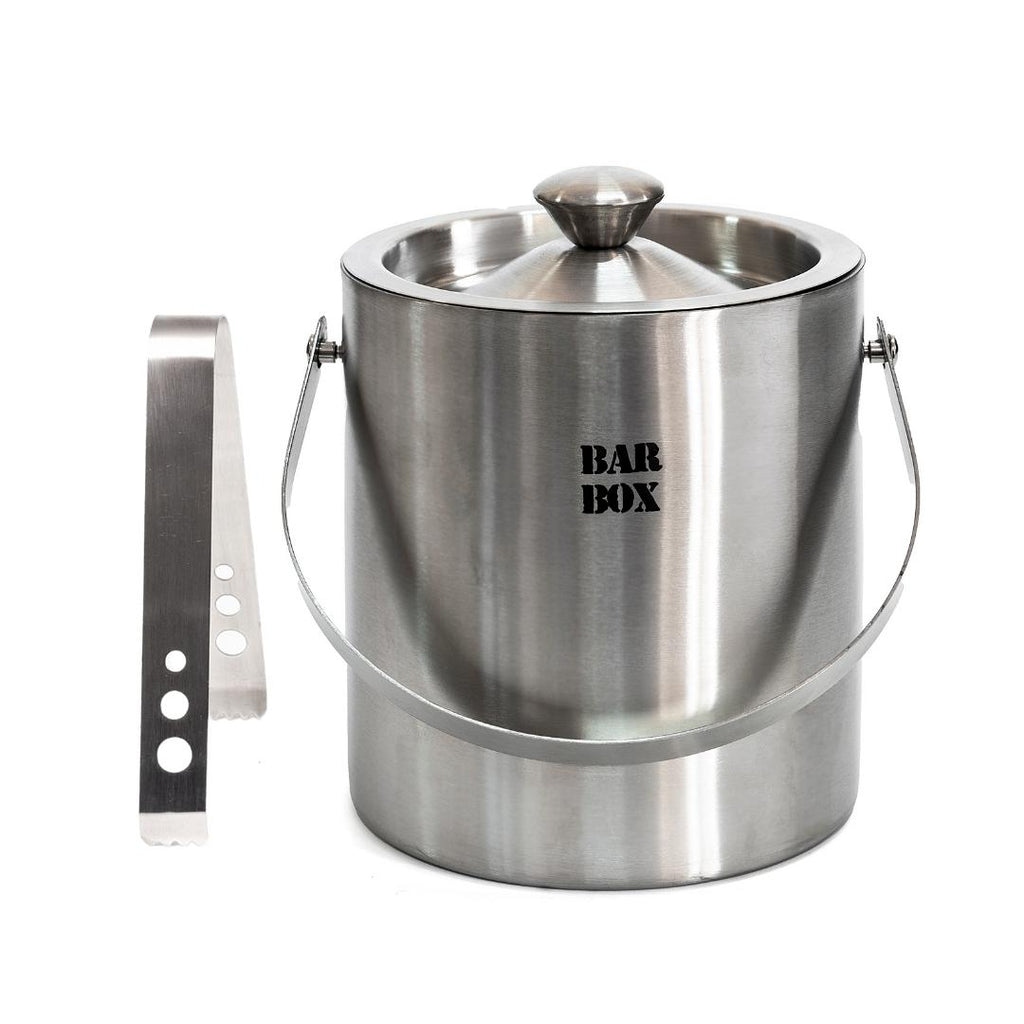 Bar Box BarBox Double Walled Stainless Steel Insulated Ice Bucket with Lid and Tong | Keeps Ice Cold for 6 h | Perfect for Home bar, Gifting, Parties(1.5L)