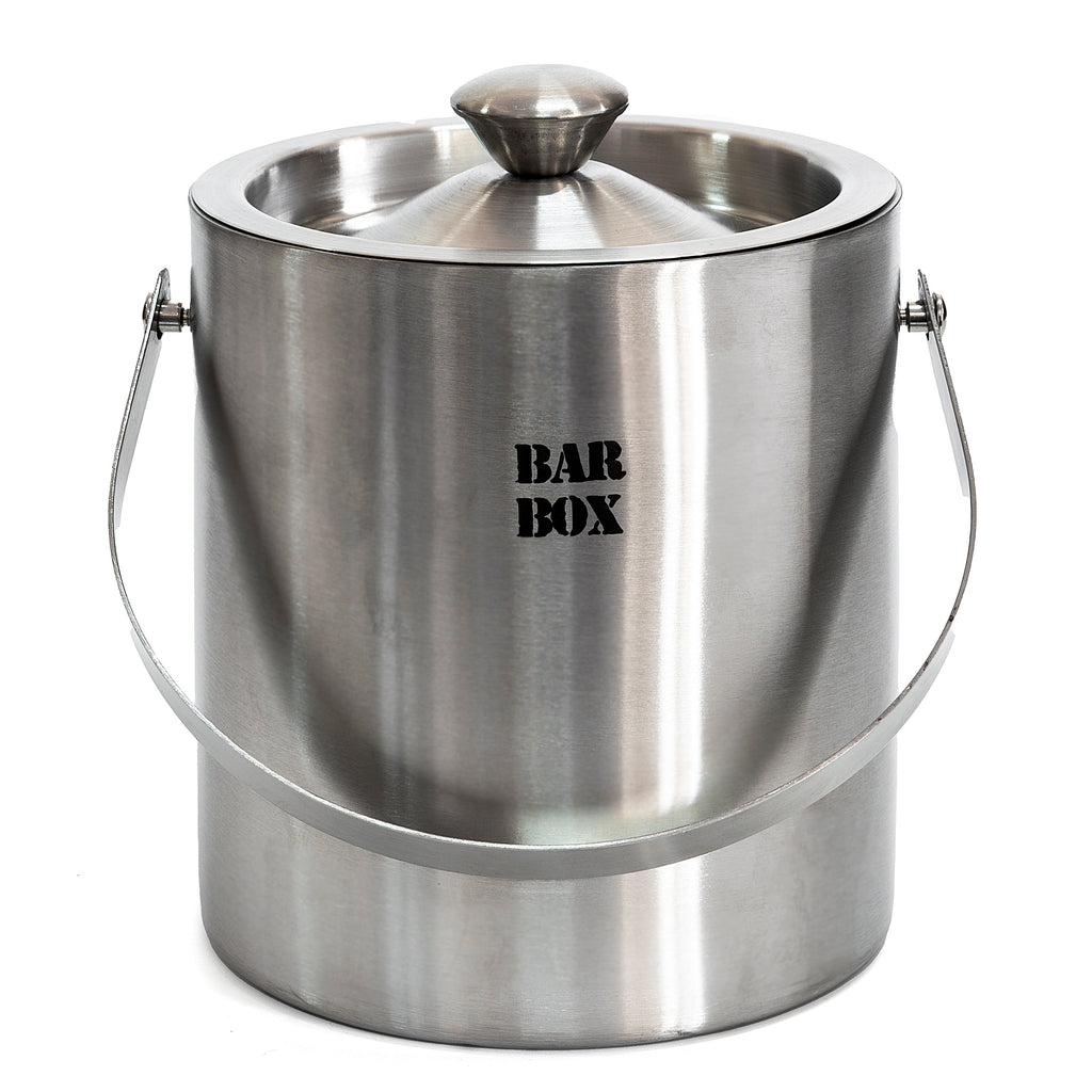 Bar Box Cocktail & Barware Tool Sets BarBox Double Walled Stainless Steel Insulated Ice Bucket with Lid and Tong | Keeps Ice Cold for 6 h | Perfect for Home bar, Gifting, Parties(1.5L)