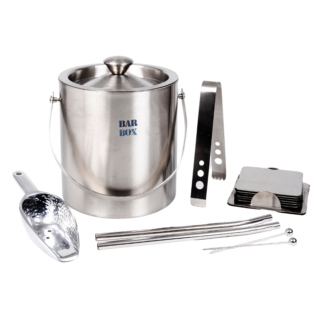Ice Bucket With Silicone Lid And Tongs &Strainer -3L Double Wall - View #3