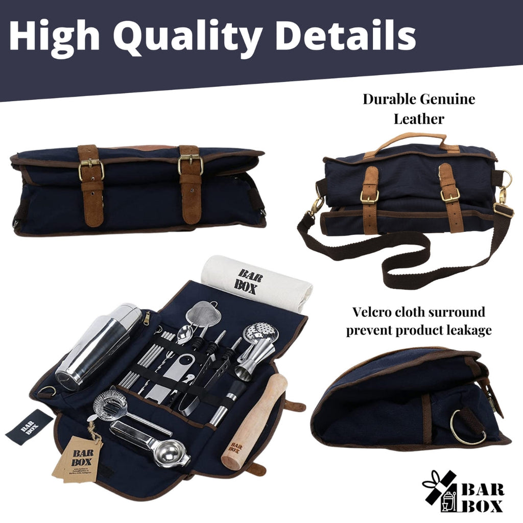 Bar Box Cocktail & Barware Tool Sets BarBox Mega Bartender Travel Kit Bag(BLue)(24pcs)