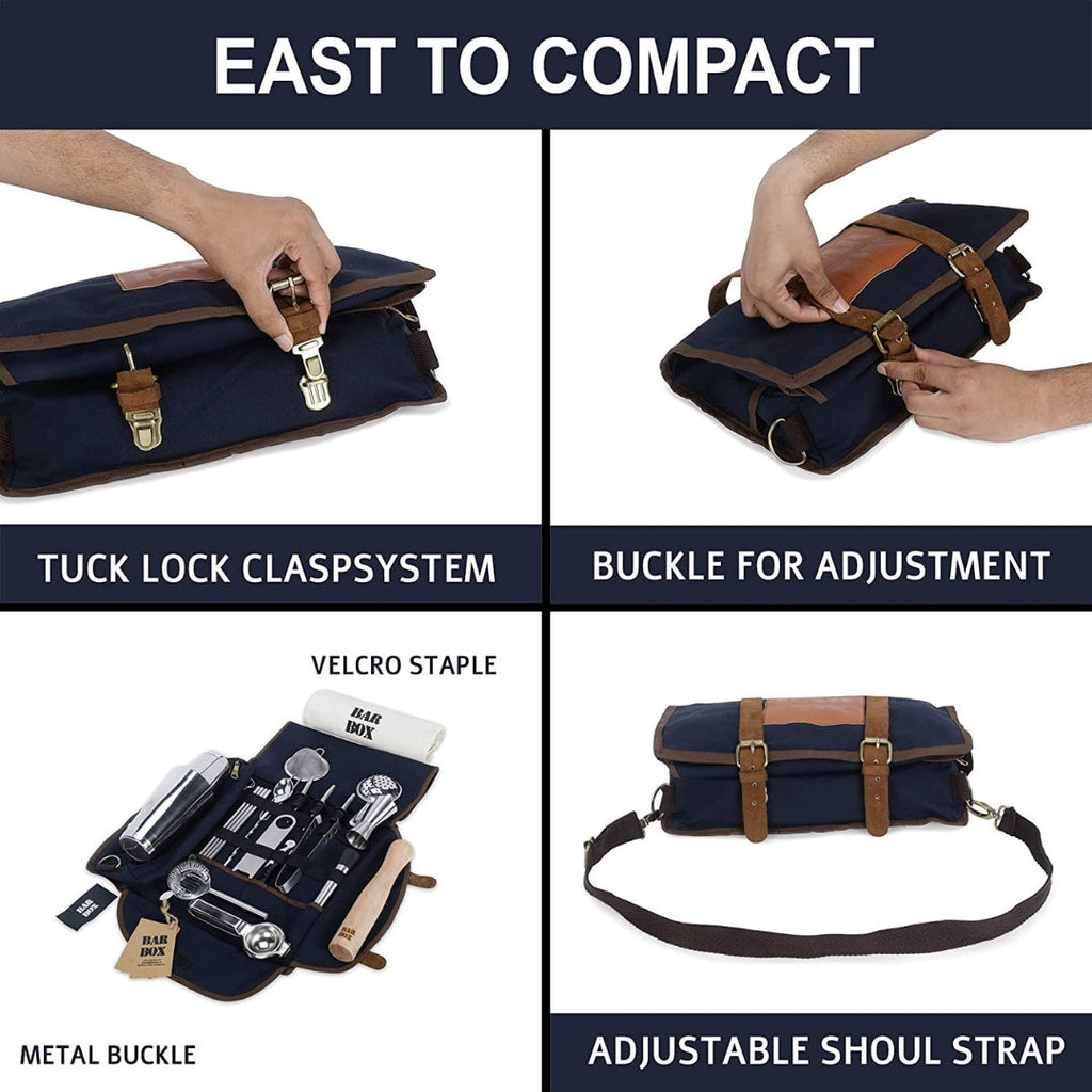 Bar Box Cocktail & Barware Tool Sets BarBox Mega Bartender Travel Kit Bag(BLue)(24pcs)