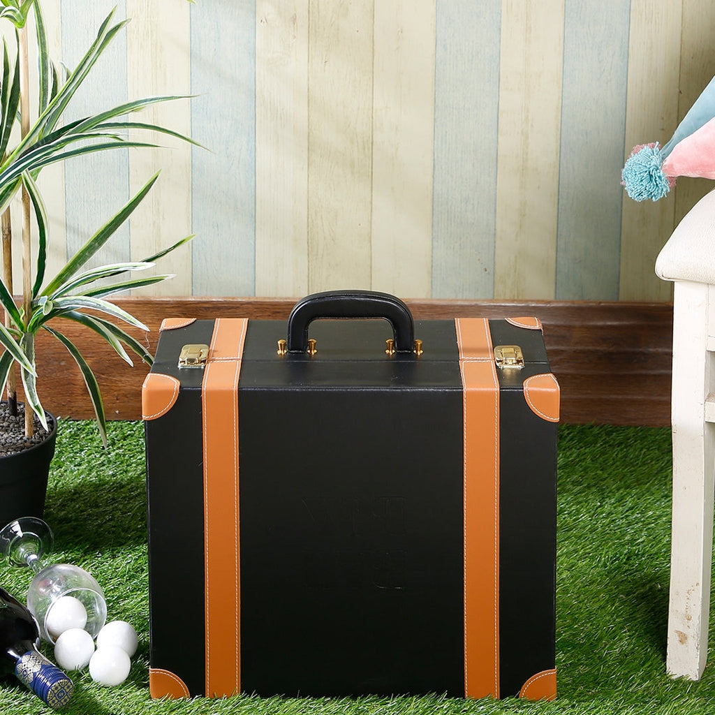 Bar Box BarBox Portable Bar Set in Leather case with 3 Whiskey Glass(Vintage Black)