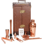 Bar Box Kitchen & Dining BarBox Portable leather Bar cabinet (16-Pcs)(Brown -Rose Gold)