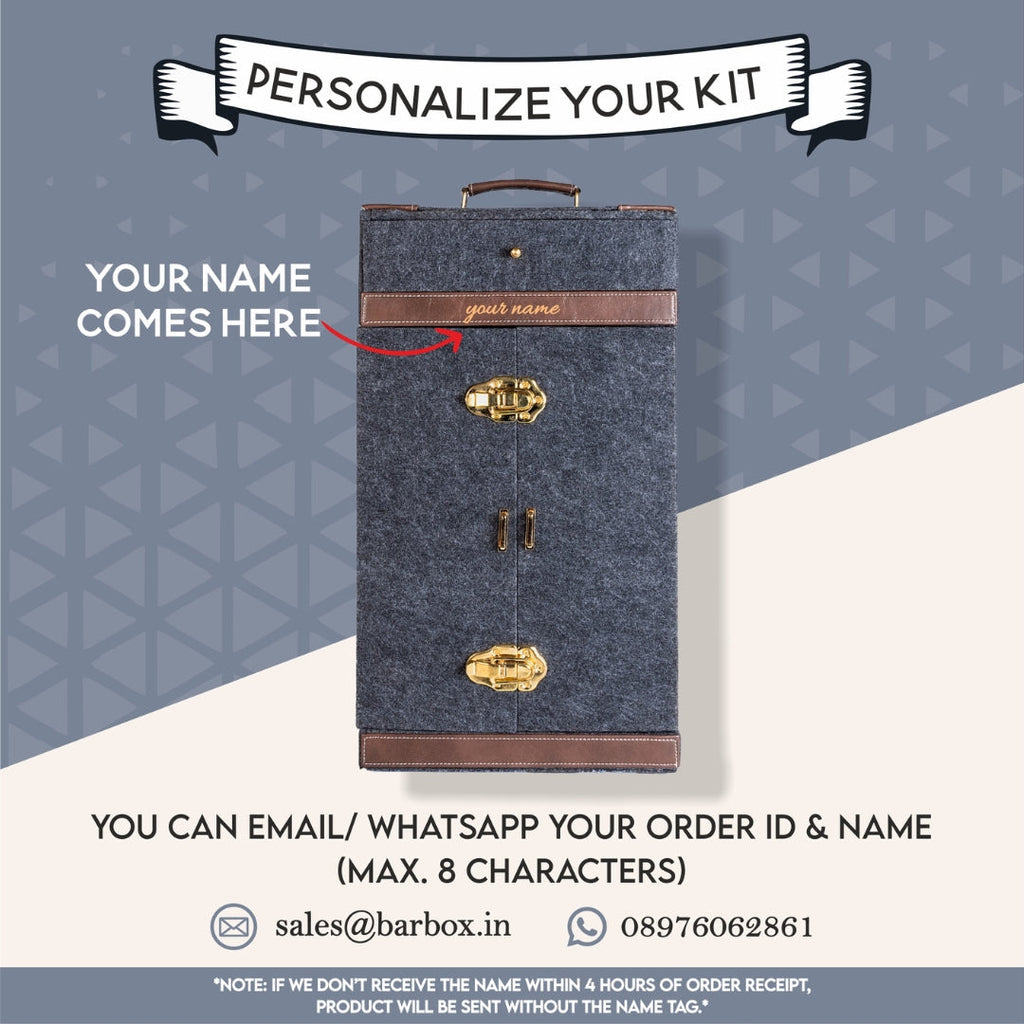 Bar Box BarBox Portable leather Bar cabinet (16-Pcs)(Grey - Metallic Black)