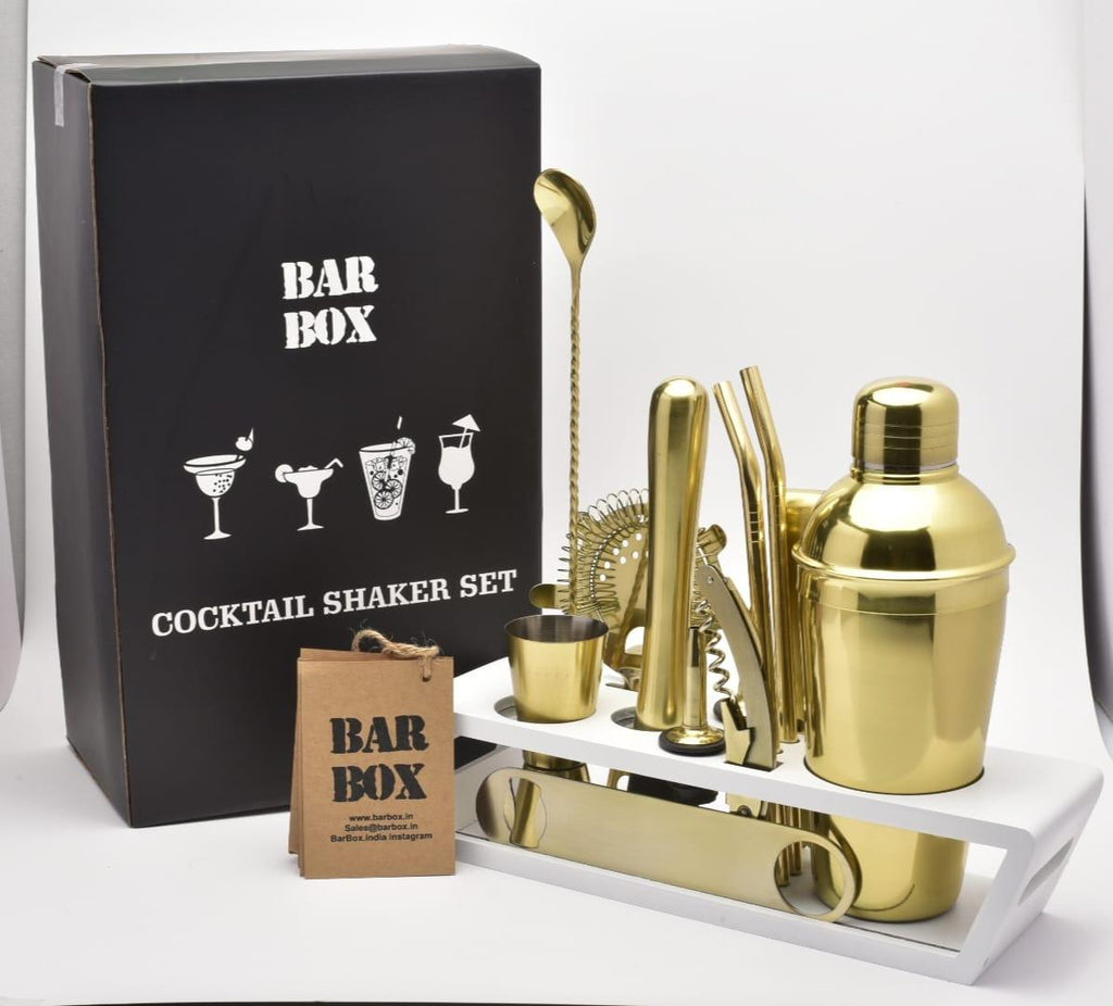 BarBox Premium Cocktail Shaker Set with Table display stand (White G