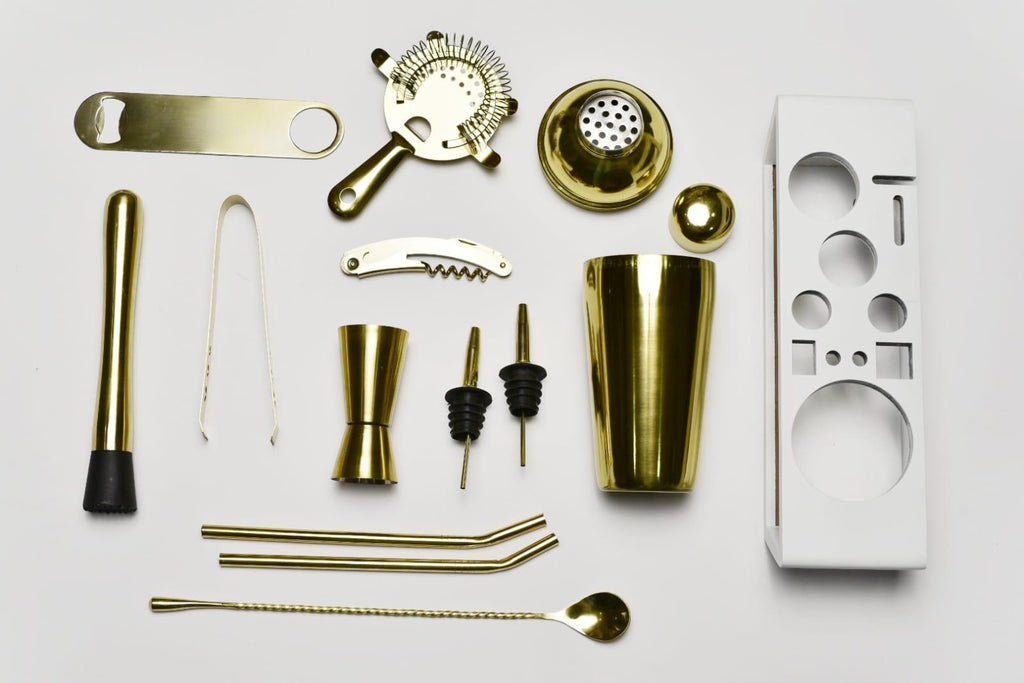 BarBox Premium Cocktail Shaker Set with Table display stand (White G