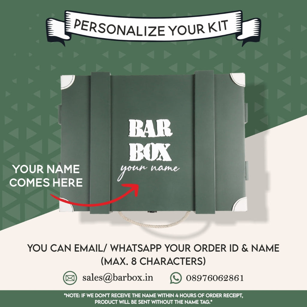 Bar Box Cocktail & Barware Tool Sets BarBox Standard Bartender Kit in Military Green Wooden Crate. (29-piece)(Silver)