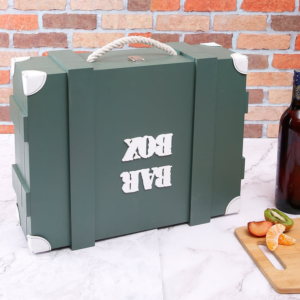 Bar Box Cocktail & Barware Tool Sets BarBox Standard Bartender Kit in Military Green Wooden Crate. (29-piece)(Silver)