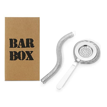 Bar Box Cocktail Strainer with Spring, Martini Drink Strainer, Stainless Steel Hawthorne Strainer for Bar Tools (Silver)