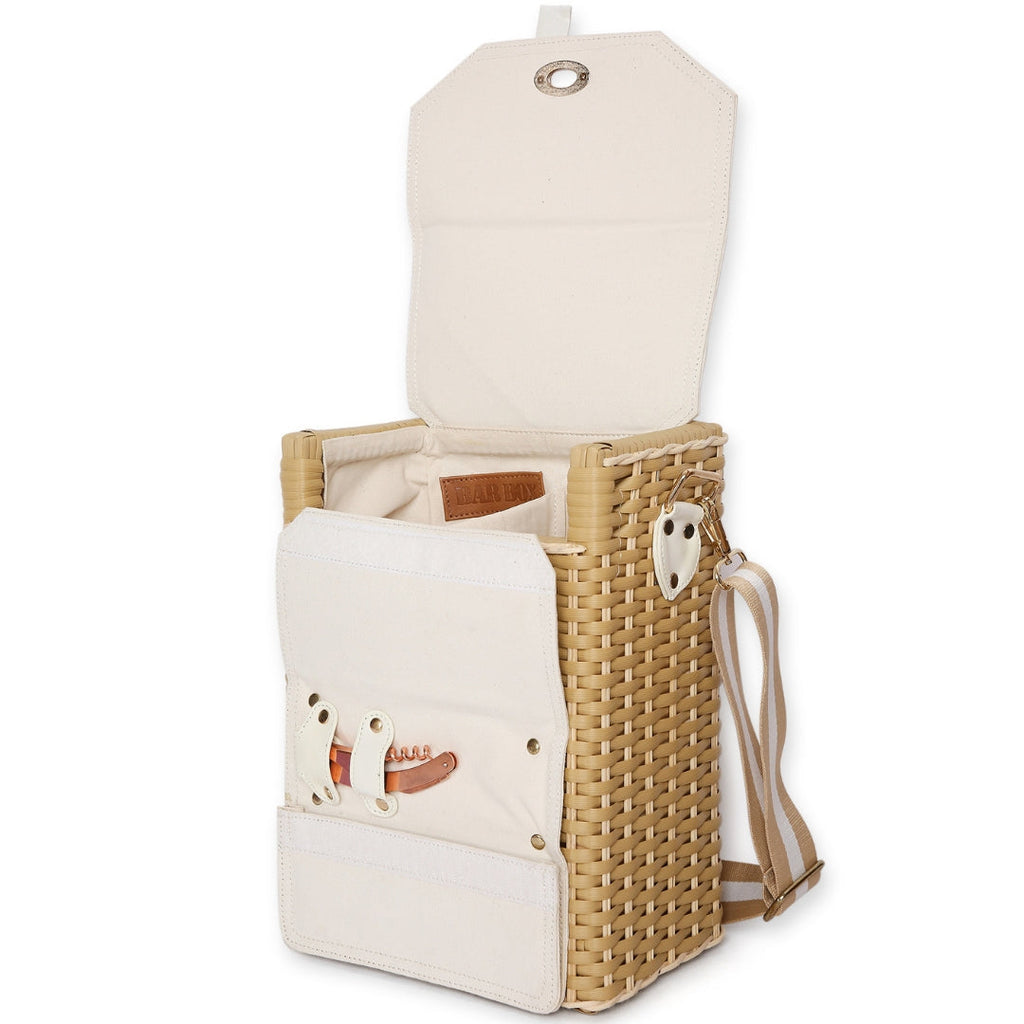 Bar Box Corsica Insulated Wine Basket with Wine Accessories | Picnic Basket | Corkscrew Opener | Bar Sets