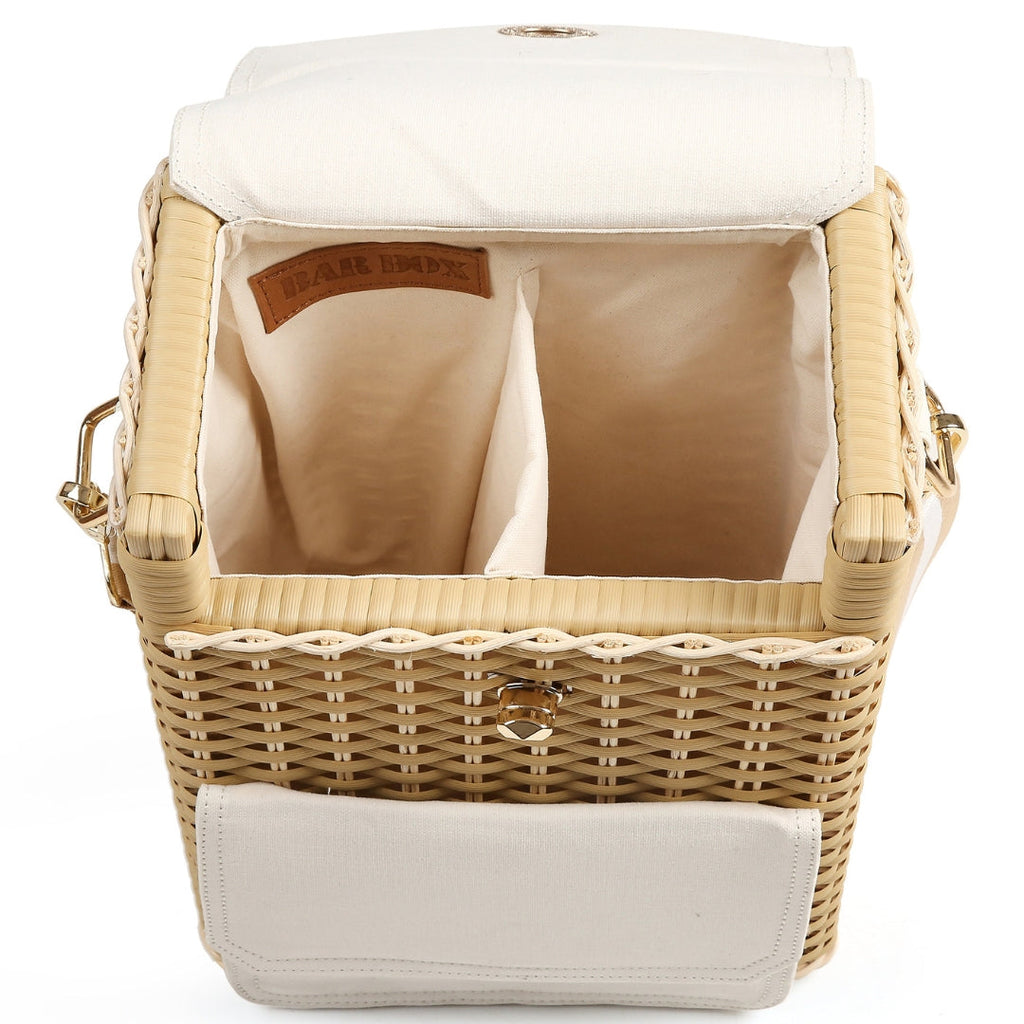 Bar Box Corsica Insulated Wine Basket with Wine Accessories | Picnic Basket | Corkscrew Opener | Bar Sets