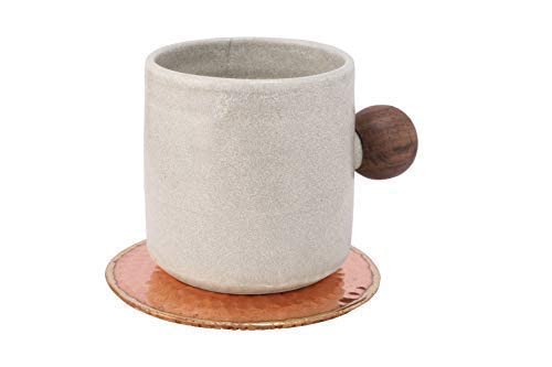 Bar Box Gold Plating Hammered Design Coasters with Velvet Base for Drinks, Mugs | Unique Gift for Home and Office (Diameter - 3.50inches) (Set of 4) Rose Gold