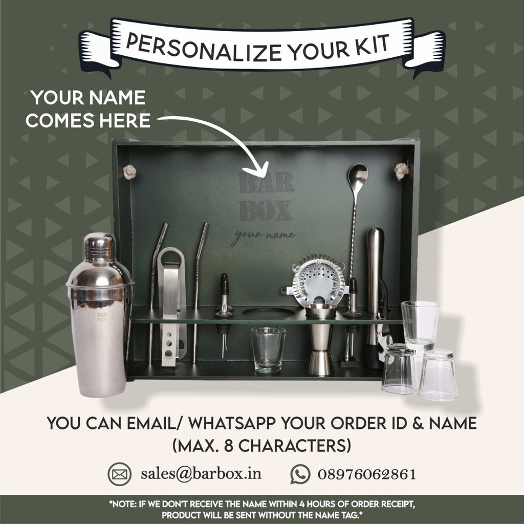 Bar Box Home Bar Kit with Military Green Wall-mount Stand (19-Pcs)